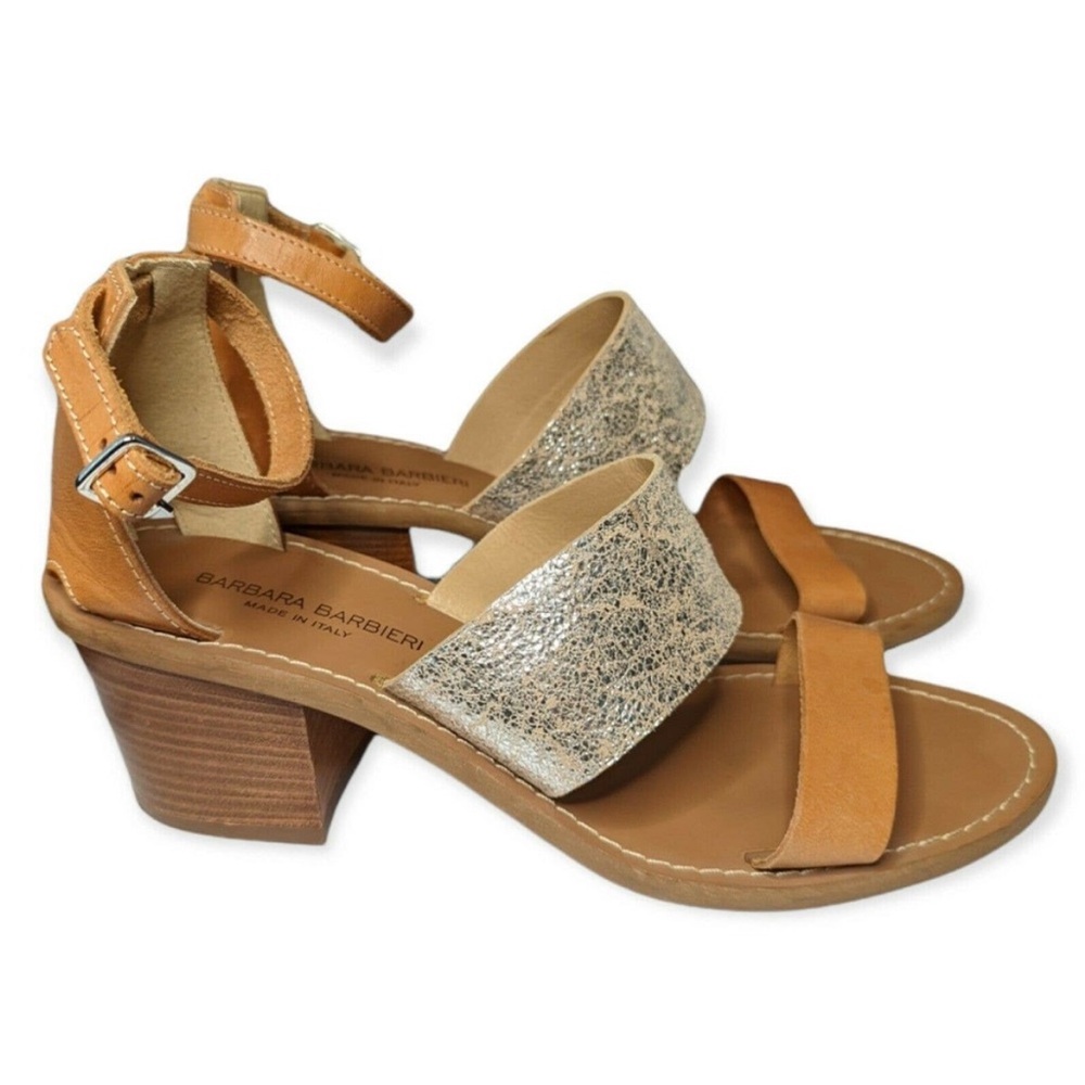 Barbara Barbieri Made in Italy Tan and Silver Sandals